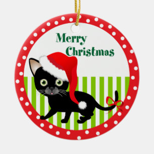 De Cerâmica Ornamento do Feliz Natal do gatinho personalizado