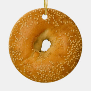 De Cerâmica Ornamento do feriado do Bagel do sésamo