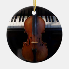 De Cerâmica Ornamento do feriado do violino e do teclado