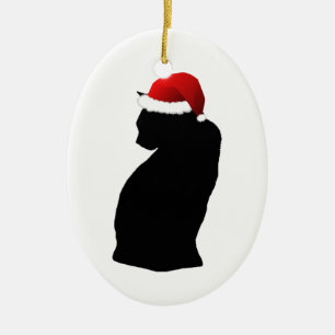 De Cerâmica Ornamento do gato preto do papai noel