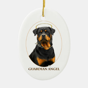 De Cerâmica ornamento do halo do rottweiler do anjo-da-guarda