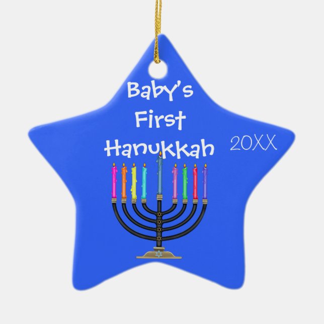 De Cerâmica Ornamento do HANUKKAH do BEBÊ DADO FORMA ESTRELA (Frente)