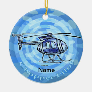 De Cerâmica ornamento do helicóptero azul-céu