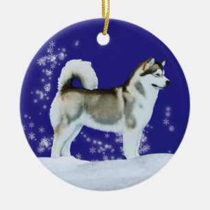 De Cerâmica Ornamento do inverno do Malamute do Alasca