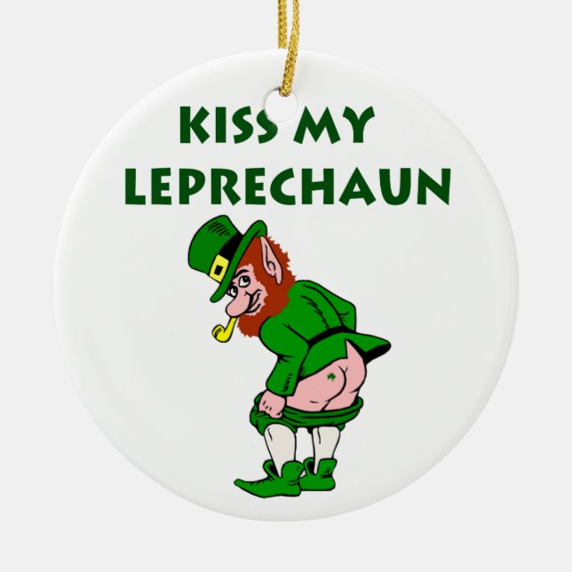 De Cerâmica Ornamento Do Kiss My Leprechaun (Frente)
