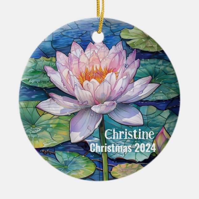 De Cerâmica Ornamento do Lotus Personalizado (Frente)