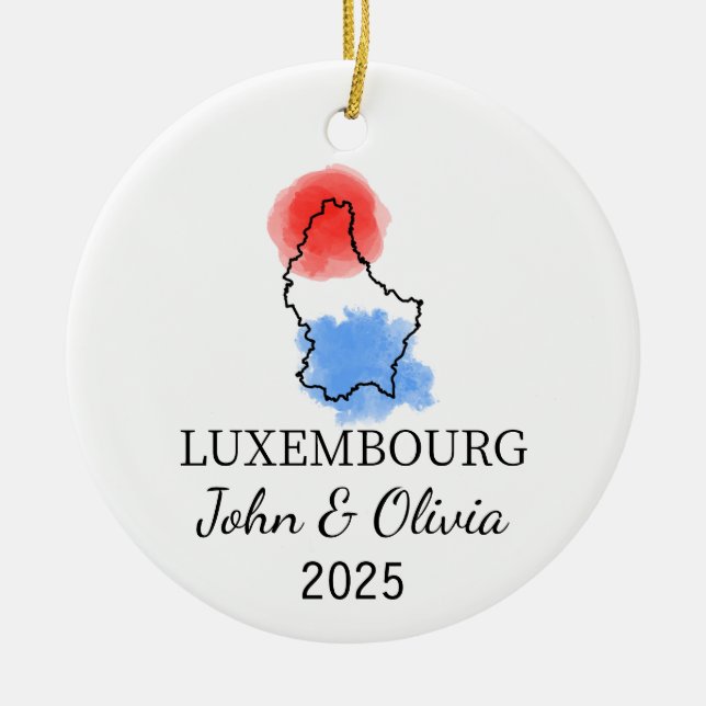 De Cerâmica Ornamento do Luxemburgo Personalizado, Bandeira do (Frente)