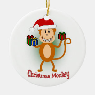 De Cerâmica Ornamento do macaco do Natal