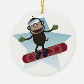 De Cerâmica Ornamento do macaco do Snowboard