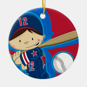 De Cerâmica Ornamento do menino do basebol