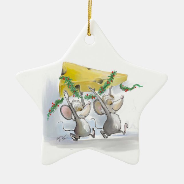 De Cerâmica Ornamento do Mic & Mac Star para ratos felizes (Frente)