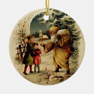 De Cerâmica Ornamento do papai noel do Velho Mundo (círculo)