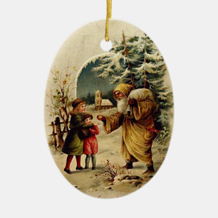 De Cerâmica Ornamento do papai noel do Velho Mundo (oval)