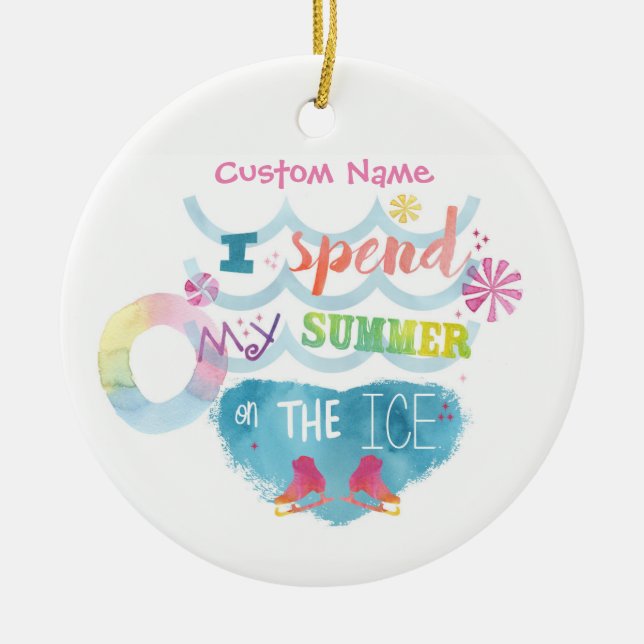 De Cerâmica Ornamento do patinagem artística eu passo o verão (Frente)