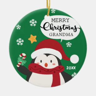 De Cerâmica Ornamento do pinguim da AVÓ do Feliz Natal