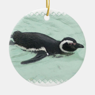 De Cerâmica Ornamento do pinguim da natação