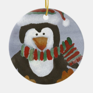 De Cerâmica Ornamento do pinguim do inverno