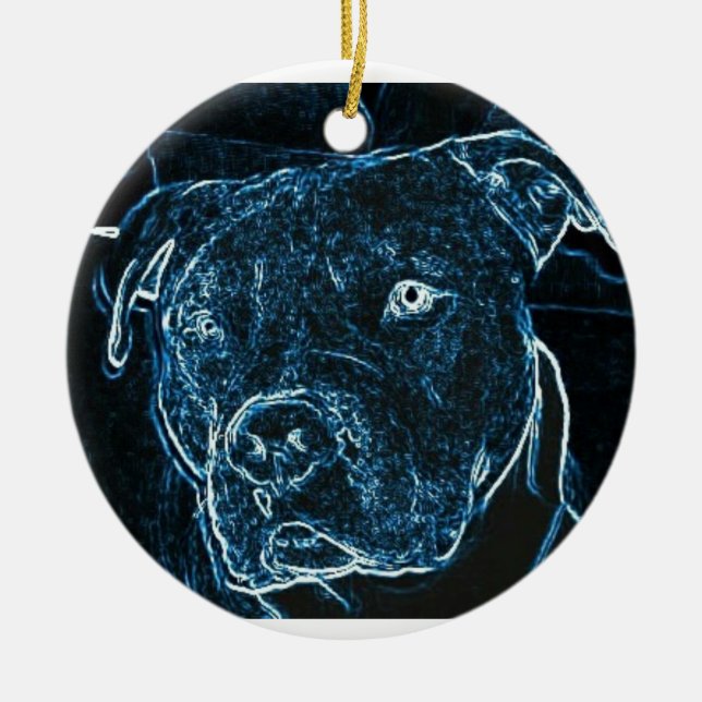 De Cerâmica Ornamento do pitbull (Frente)