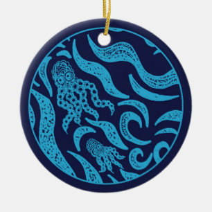 De Cerâmica Ornamento do polvo da família do oceano