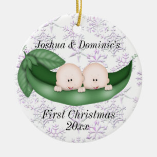 De Cerâmica Ornamento do Primeiro Natal para Garotos Gêmeos