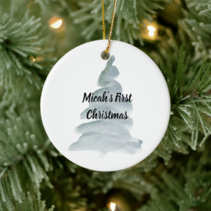 De Cerâmica Ornamento do Primeiro Natal Personalizado para Beb