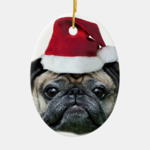 De Cerâmica Ornamento do pug do Natal