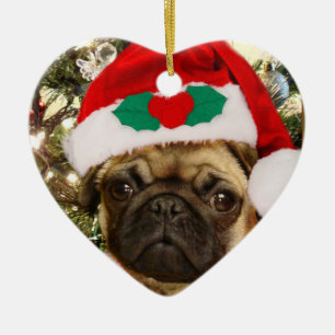 De Cerâmica Ornamento do pug do Natal