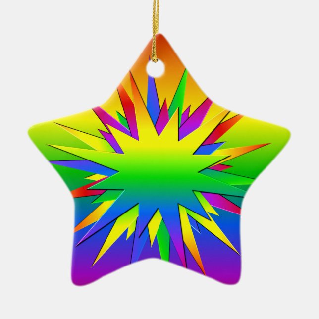 De Cerâmica Ornamento do Rainbow Burst, personalizar (Frente)