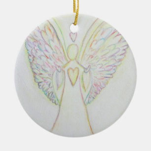 De Cerâmica Ornamento do Rainbow Hearts Angel Art Holiday