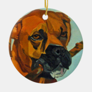 De Cerâmica Ornamento do retrato do cão do imbecil do menino