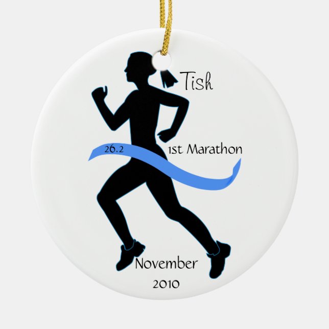 De Cerâmica Ornamento do Runner da Maratona Mulher (Frente)