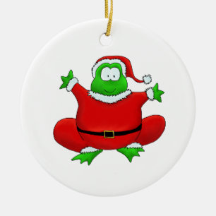 De Cerâmica Ornamento do sapo do papai noel