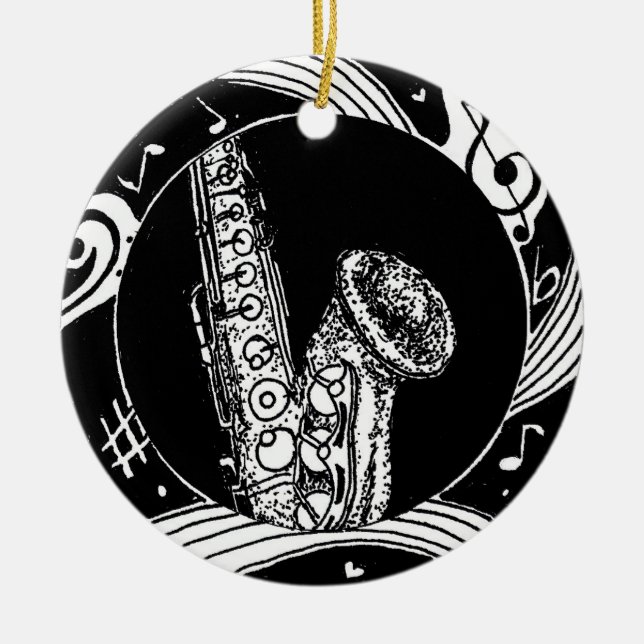 De Cerâmica Ornamento do saxofone (Frente)