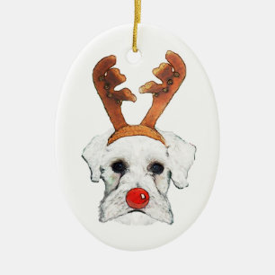 De Cerâmica Ornamento do Schnauzer da rena