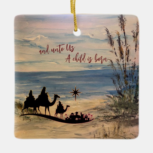 De Cerâmica Ornamento do Seagrass Three Kings (Frente)