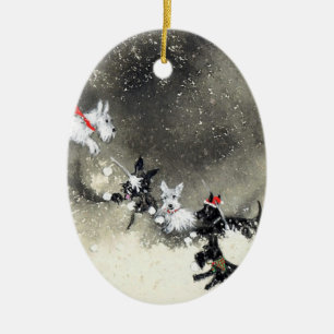 De Cerâmica Ornamento do Snowfight dos Scotties