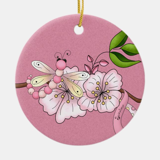 De Cerâmica Ornamento do sobrevivente do cancro da mama (Frente)