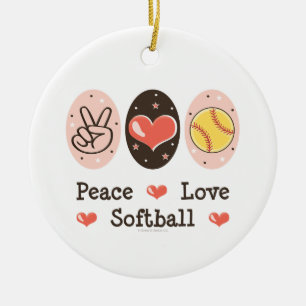 De Cerâmica Ornamento do softball do amor da paz