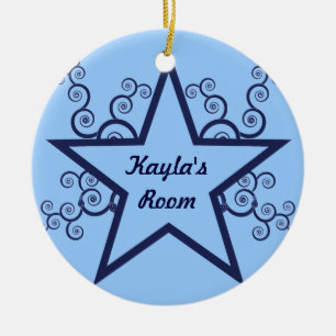 De Cerâmica Ornamento do Superstar Swirls Doorhanger, Azul