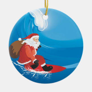 De Cerâmica Ornamento do surf do papai noel