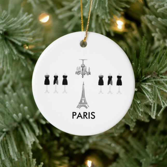 De Cerâmica Ornamento do Tema Paris Negro e Branco (Árvore)