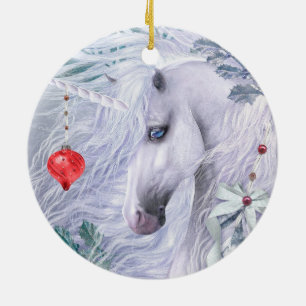 De Cerâmica Ornamento do unicórnio do Natal