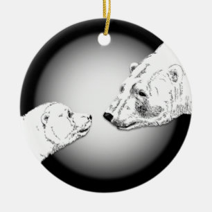 De Cerâmica Ornamento do Urso Polar, Mãe Bebê Presente Perso