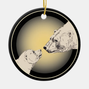 De Cerâmica Ornamento do Urso Polar, Mãe Bebê Presente Persona