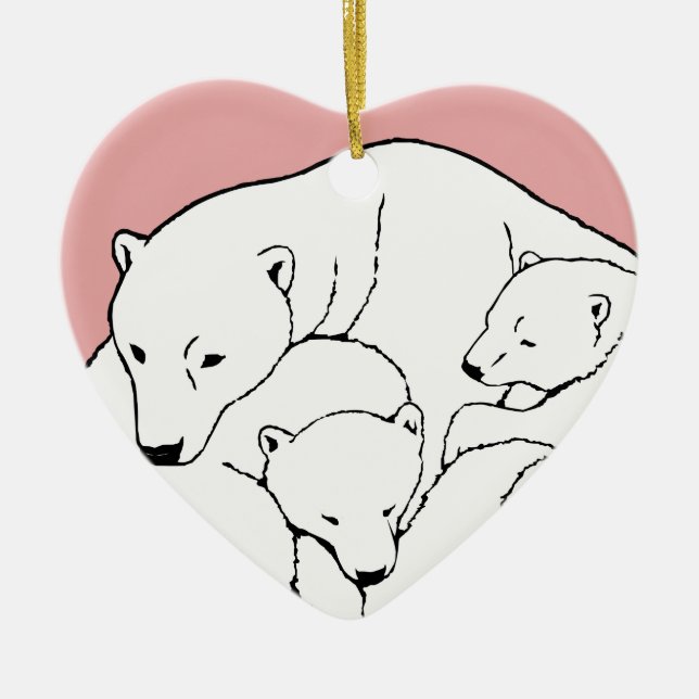 De Cerâmica Ornamento do Urso Polar, Mãe Bebê Presente Persona (Frente)