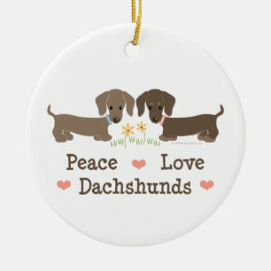 De Cerâmica Ornamento dos Dachshunds do amor da paz