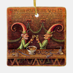 De Cerâmica Ornamento dos duendes do papai noel, Wassail