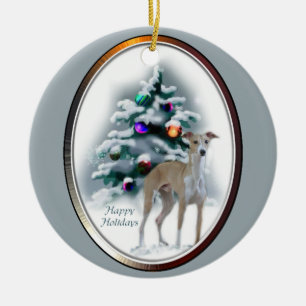 De Cerâmica Ornamento dos presentes do Natal do galgo italiano