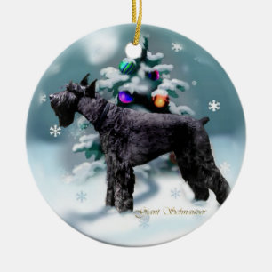 De Cerâmica Ornamento dos presentes do Natal do Schnauzer