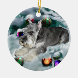 De Cerâmica Ornamento dos presentes do Natal do Schnauzer